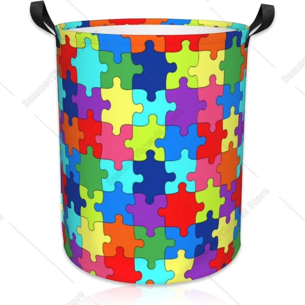 Cesto per la biancheria Consapevolezza dell'autismo Cesto per la biancheria in tessuto Oxford Cesto per la biancheria Grandi cestini portaoggetti Borsa per organizer per giocattoli