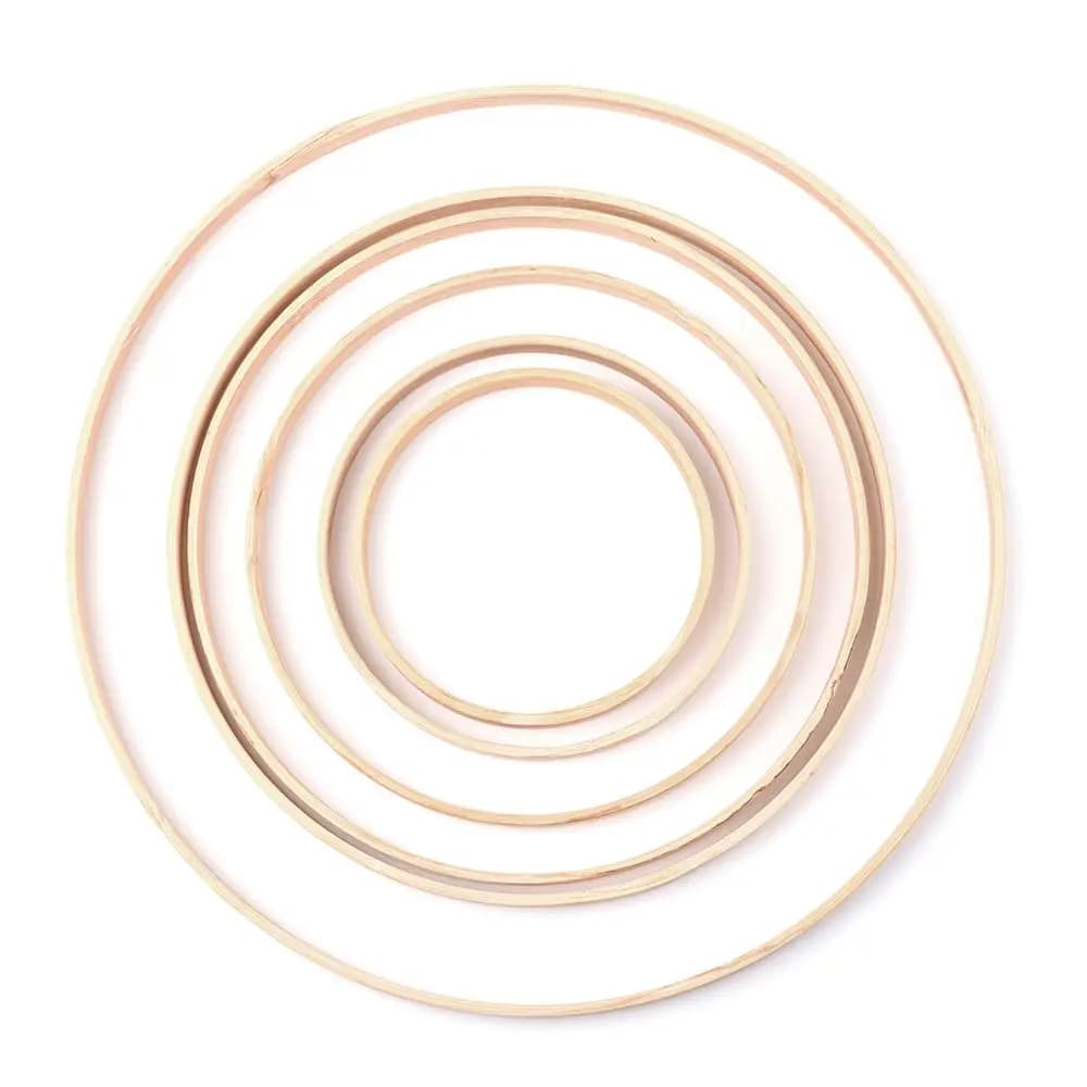10Pcs Practical Round Crafts Wooden Bamboo Hoop Floral Hoop Bamboo Ring Dream Catcher