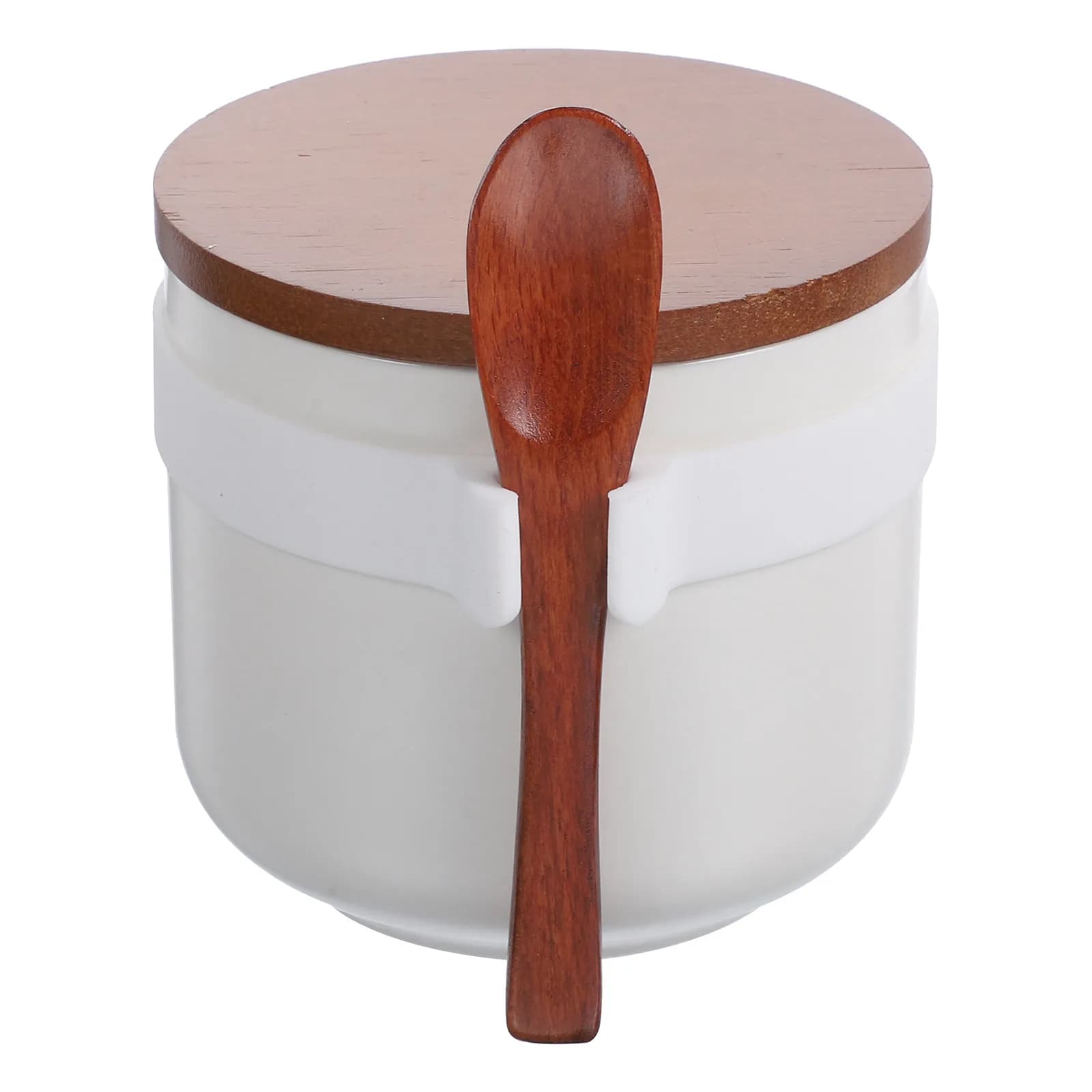 Set di barattoli per condimenti in ceramica da 150 ml con cucchiaio in legno e coperchio, finitura opaca, contenitore per spezie da cucina per conservare sale, zucchero e pepe