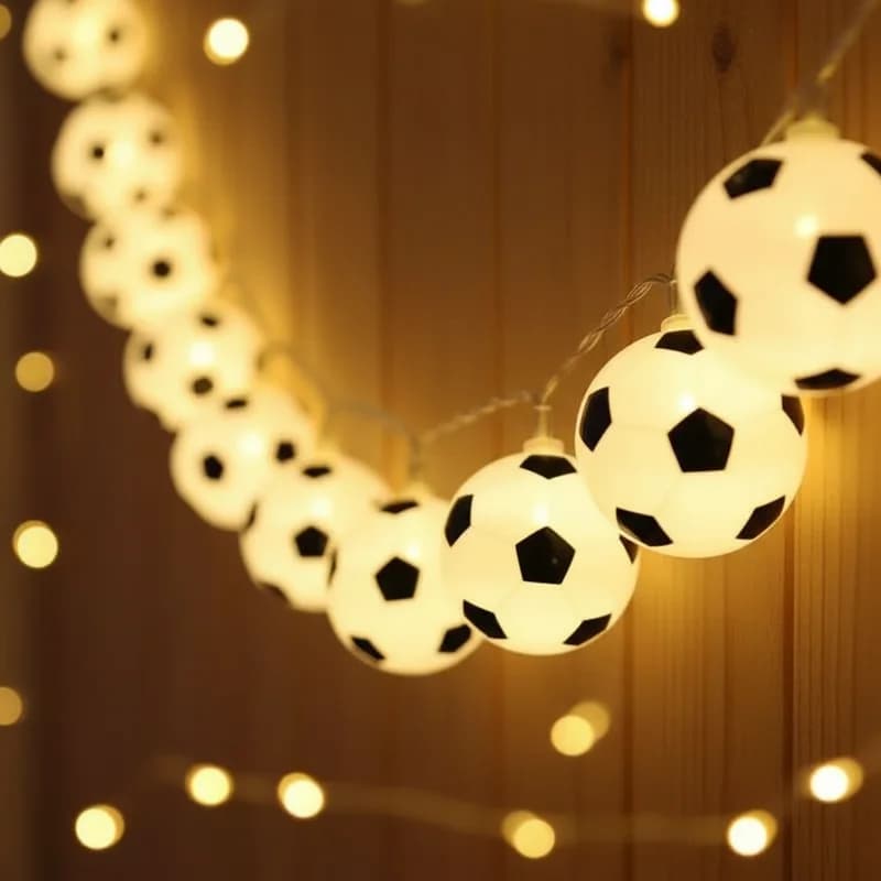 1PC 10/20‑LED Soccer Ball String Lights Football Fairy Lamp for Bedroom Home Wedding Garden World Cup Theme Party Indoor Outdoor