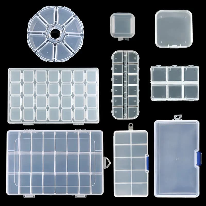 Transparent Plastic Adjustable Box for Jewelry, Adjustable Container for Beads, Earrings, Rectangular Box for Jewelry