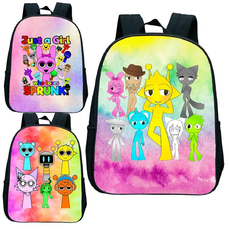 Sprunki Zaino per bambini della scuola materna Cartoon Incredibox Borsa da scuola per bambini Zaino leggero e resistente