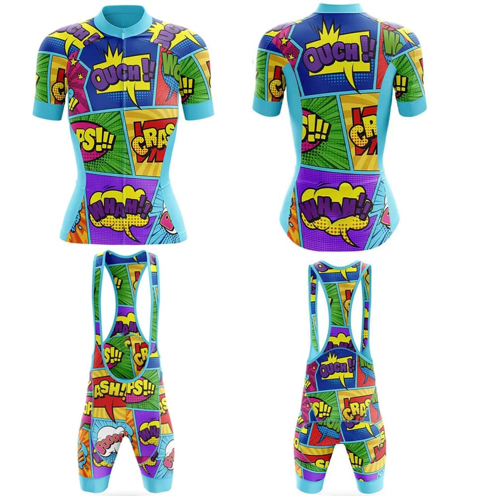 Women's Cycling Knit Set Bike Clothing Shorts with Braces Cycling Kit with 9D Gel Padded Breathable MTB