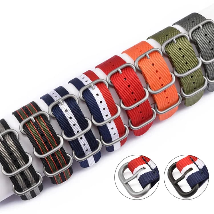 Woven Nylon Strap 20mm 22mm Stainless Steel Ring Buckle Men Military Canvas Replacement Watch Band Universal Accessories