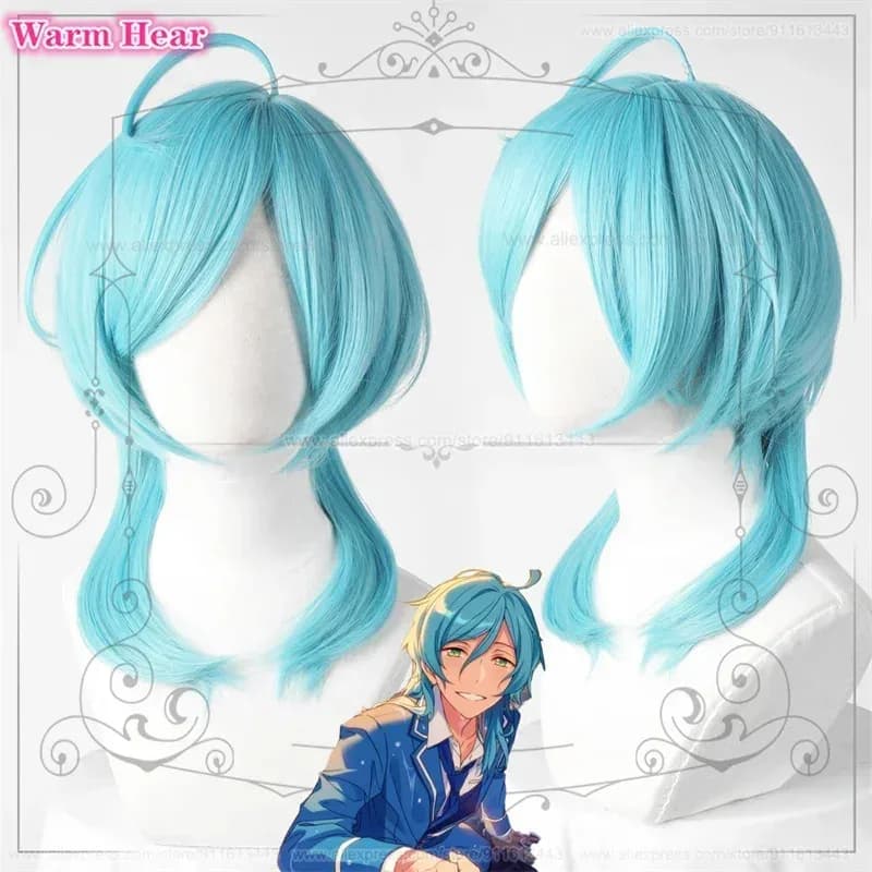NuovoNuovo! Shinkai Kanata Gioco Cosplay ES Lungo 40 cm Blu Capelli resistenti al calore Parrucche per feste di Halloween Parrucca gratuita Cap2025