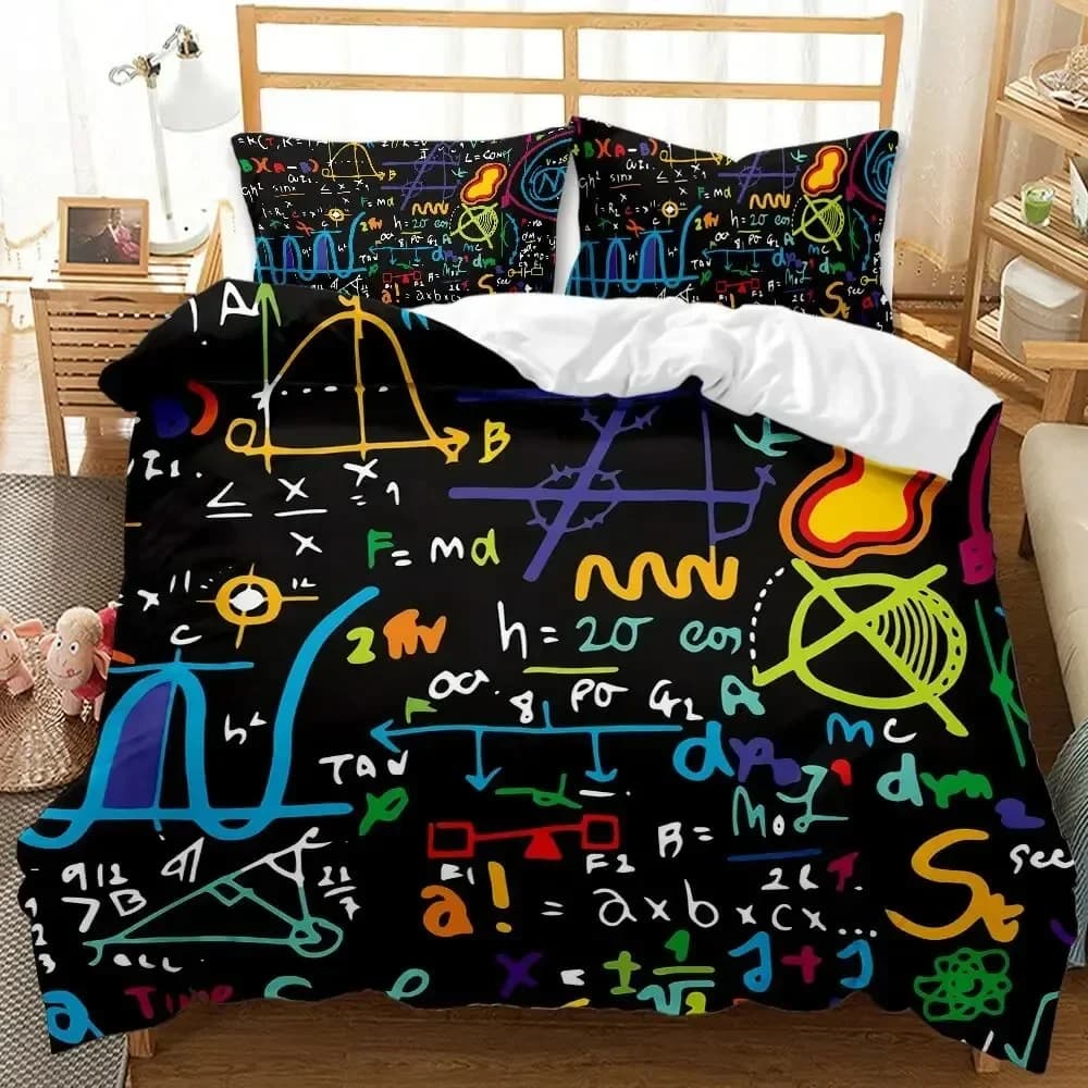 Mathematical Calculation Formula Comfortable Duvet Quilt Cover Pillowcase Bedding Set Children Bedroom Decoration Home Textile