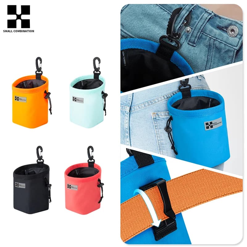 PICCOLA COMBINAZIONE Borsa per snack portatile per addestramento del cane Borsa per snack per cuccioli per guinzaglio Snack per animali domestici all'aperto Premi marsupio XZH-T24001-1