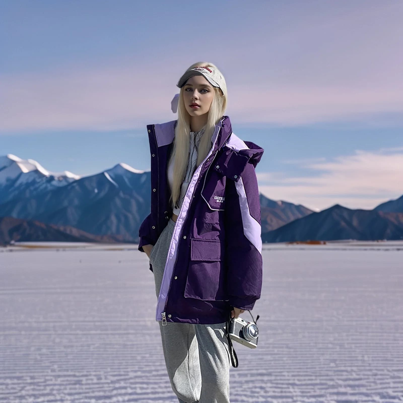 Parka Lungo Invernale da Donna, Cappotto Elegante con Inserti in Tessuto Artificiale, Collo Tondo, Caldo e Casual