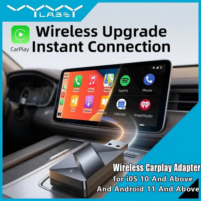 Vyvylabs Upgraded Wireless Carplay Adapter Convert Wired to Wireless Carplay Adapter Fast Auto Connection for iPhone Android Device