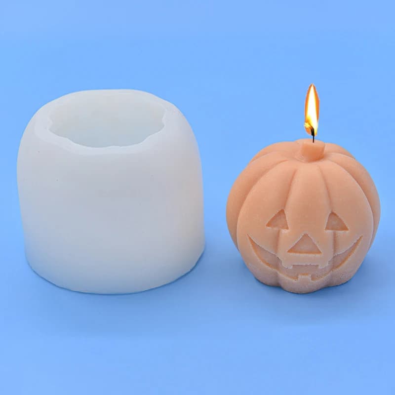 Halloween Skull Pumpkin Silicone Candle Mold 3D Evil Expression Pumpkin Crafts Resin Plaster Soap Mold DIY Chocolate Baking Tool