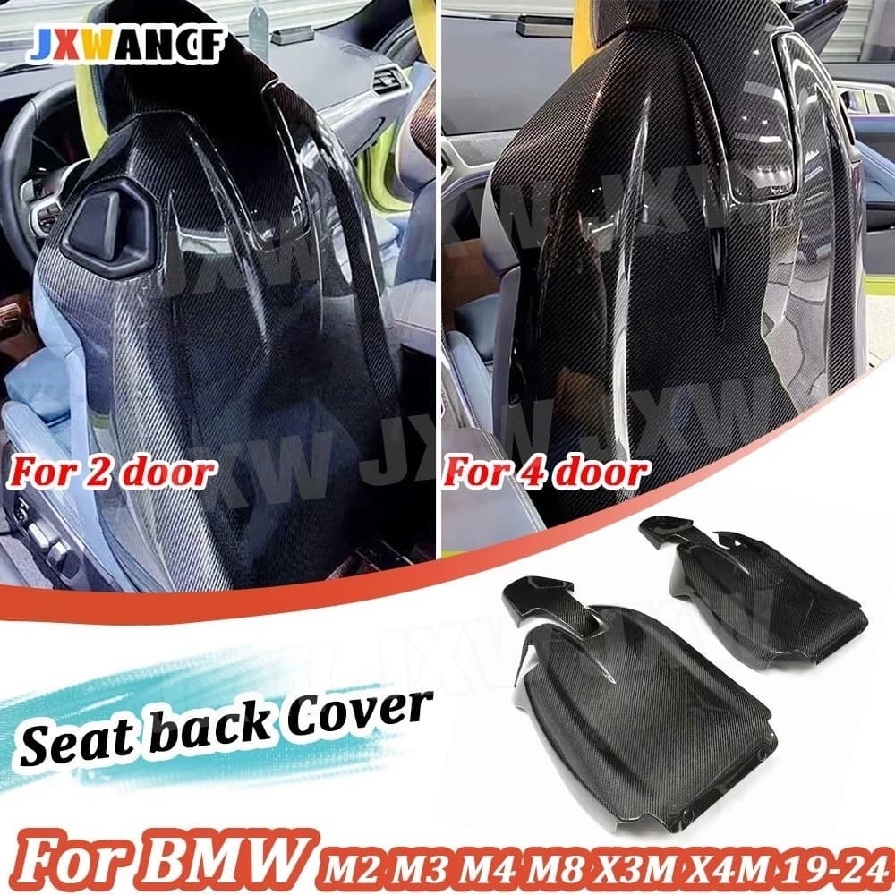 JXWANCF Dry In fibra di Carbonio Sedile Posteriore Della Copertura Trim Decorazione Adesivi per BMW M2 M3 M4 M8 X3M X4M G80 G82 F97 F98 2019-2024 Auto