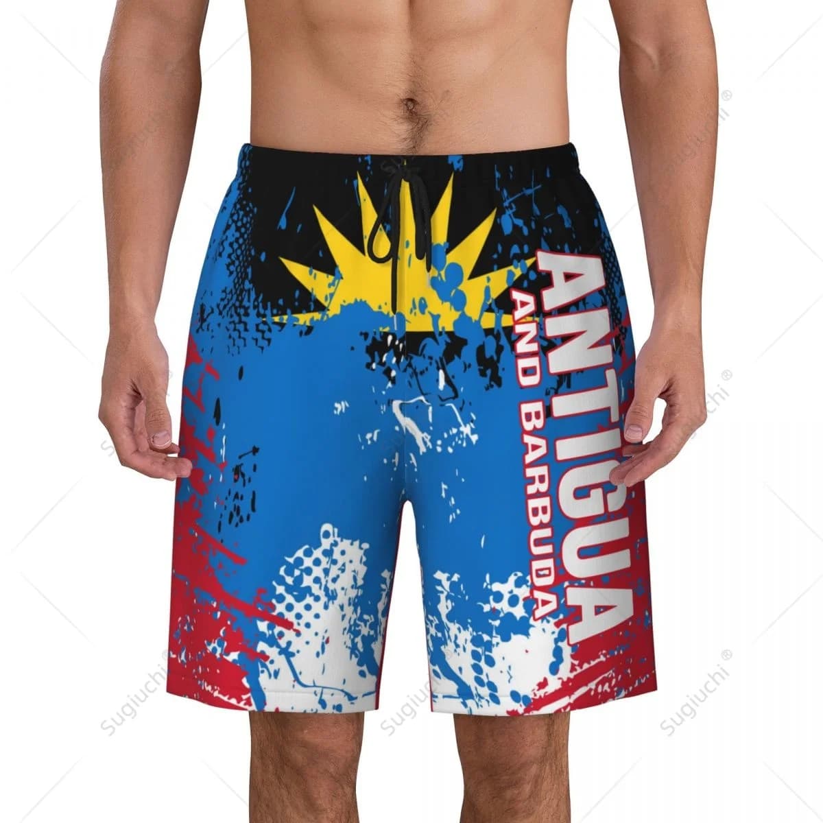 Men's Antigua And Barbuda Flag Beach Pants Board Shorts Surfing Boys Soccer Cycling Swimwear Running Polyester