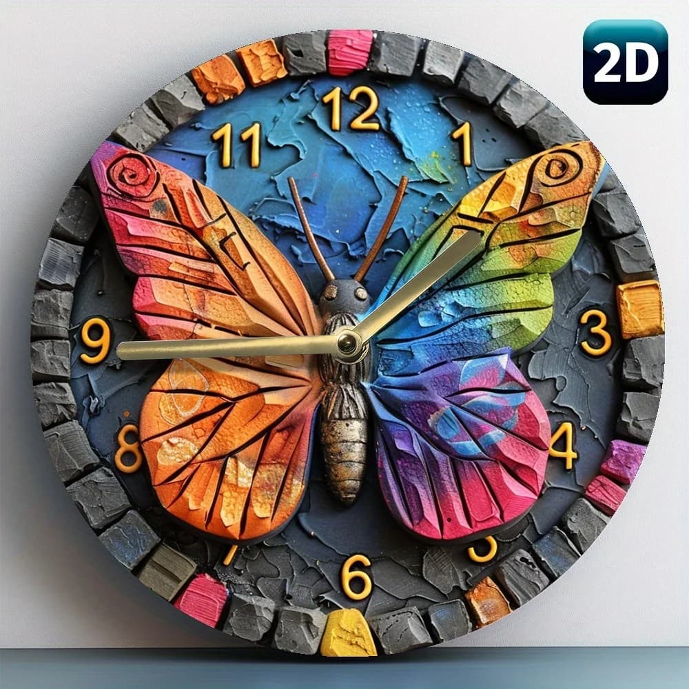 1 pezzo di orologio da parete circolare silenzioso da 8 pollici (20X20 cm) con movimento al quarzo Soggiorno, casa, dormitorio e ufficio
