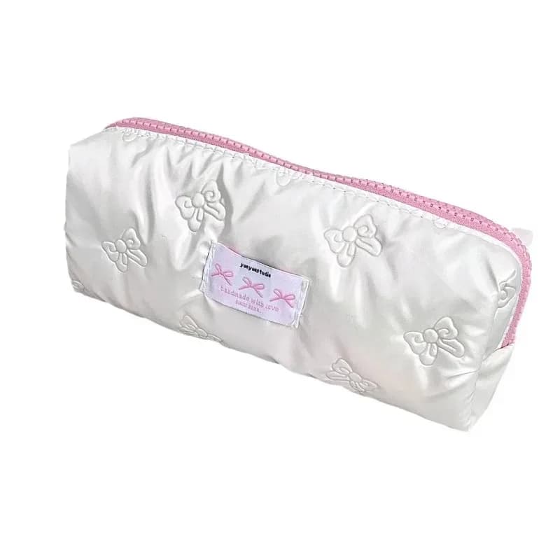 For 1pcs Creative Pink Bow Pencil Case Large Capacity Storage Pencil Bags Multi-Functional Stationery Organizer Bag