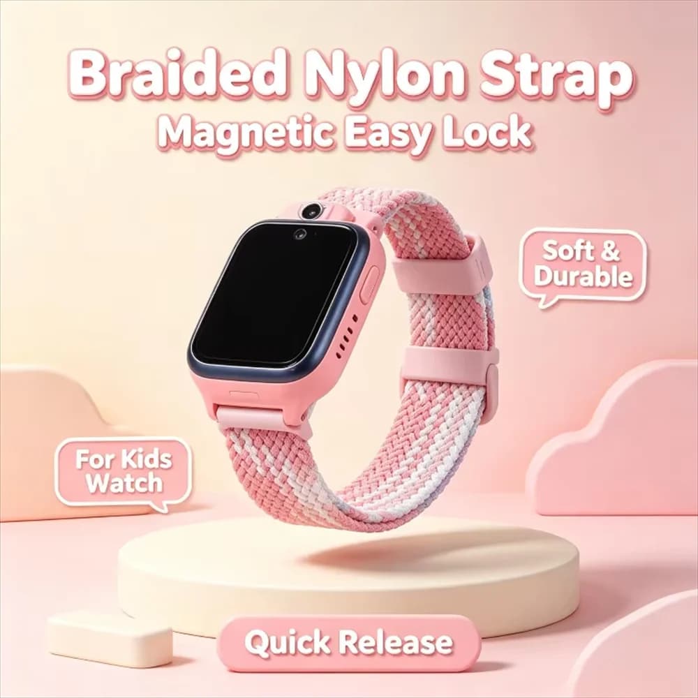 Braided Nylon Magnetic Watch Strap 15mm/17mm Kids Smart Watch Breathable Elastic Wristband Fit for Xiaomi & Mitu R Smart Watches