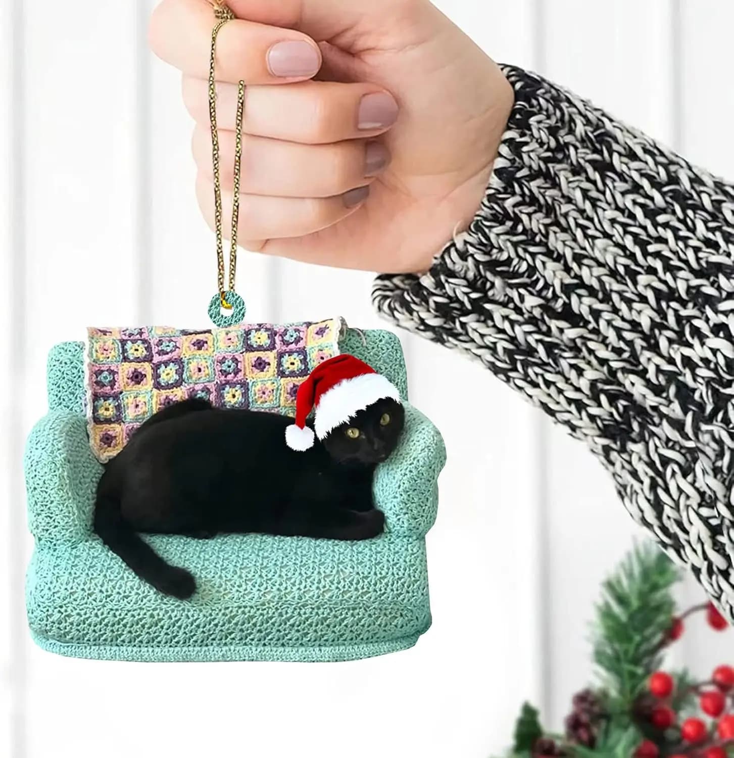 Ornamenti a Forma di Gatto Nero per Albero di Natale, Decorazioni Natalizie a Tema Animale, Regali per Amanti dei Gatti