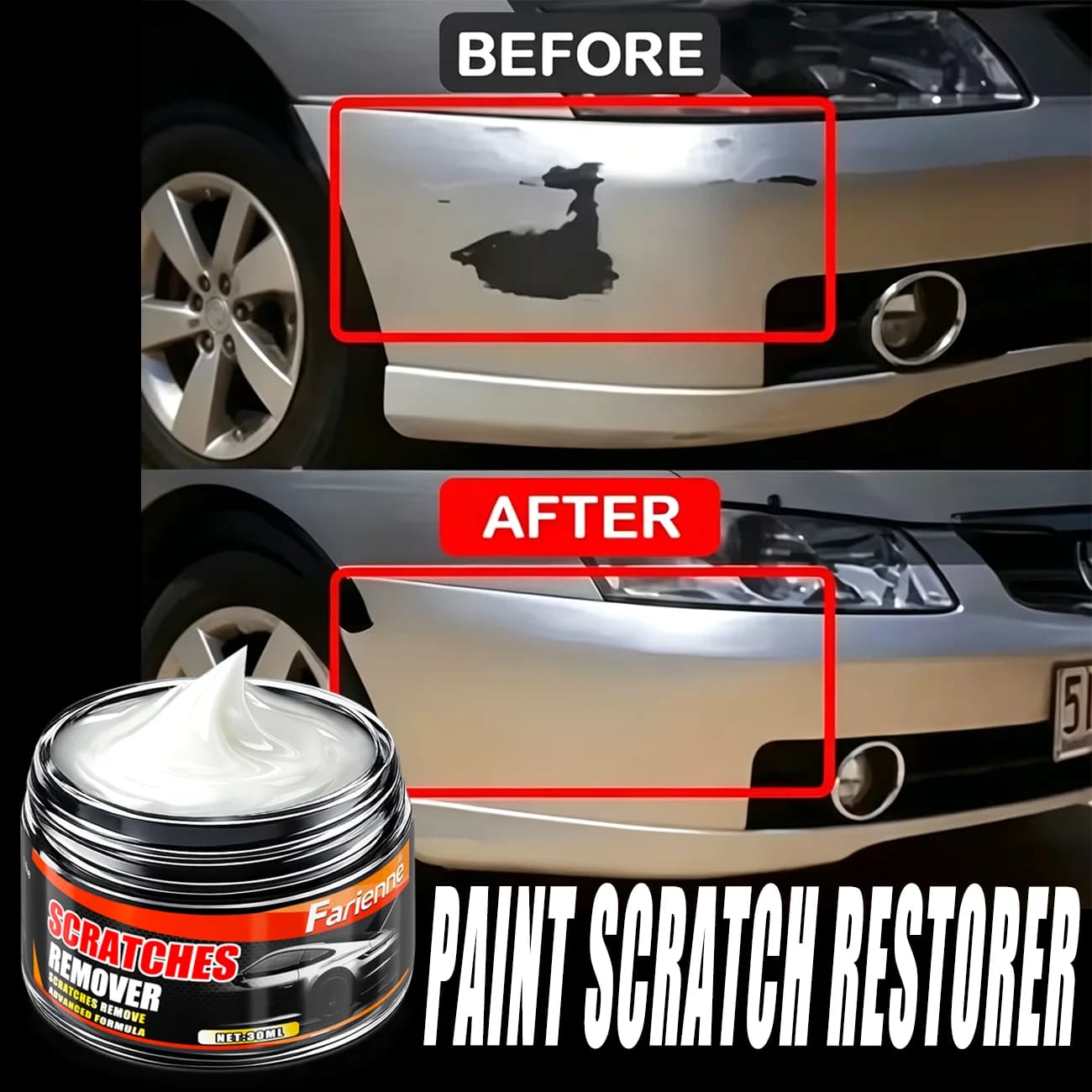 Farienne 30ml Pasta Rimuovi Graffi per Auto, Ripristinatore di Graffi per Tutti i Colori, Riparazione e Lucidatura Rapida