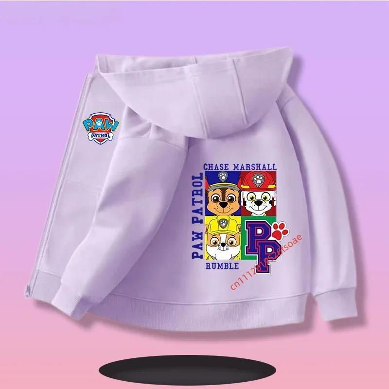 PAW Patro 2026 New Style Boys and Girls Zippered Hooded T-shirt with Cartoon Print - Children's Zippered Hooded T-shirt