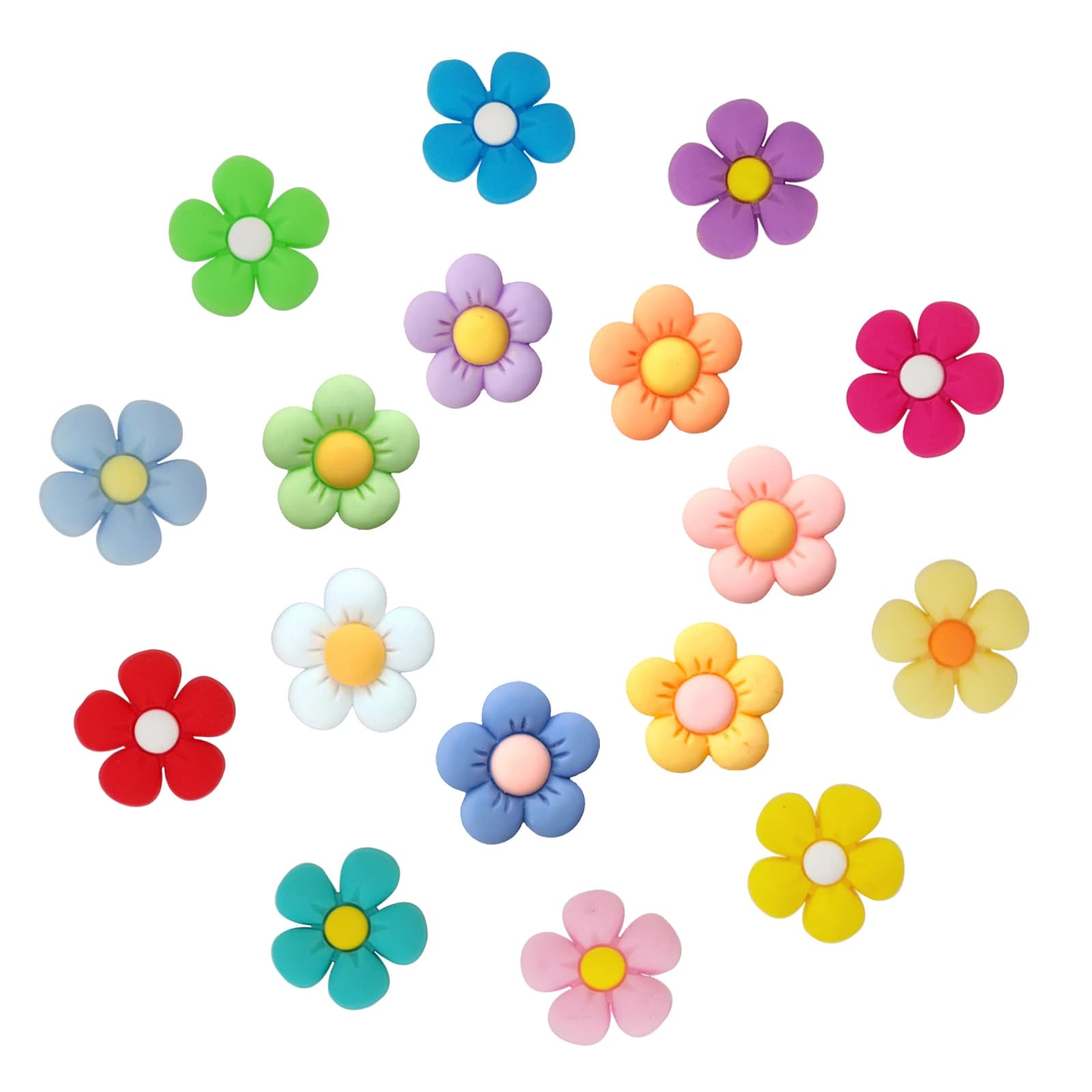 17 Colorful Flower Shape Decorations for Bubble Slides Sandals, Shoes Accessories, Birthday Gift Idea