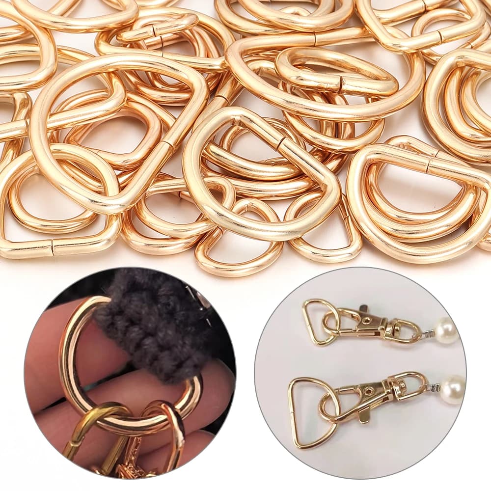 10/20 Pezzi Fibbia a D da 13-38mm, Anello a D in Ferro Metallico Argento/Oro per Scarpe, Borse, Zaini, Accessori Fai-da-Te