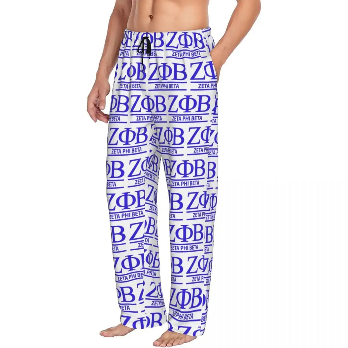 Custom Zeta Phi Beta Greek Letter 1920 ZOB Men Pajama Pants Lounge Sleep Sleepwear Bottoms with Pockets