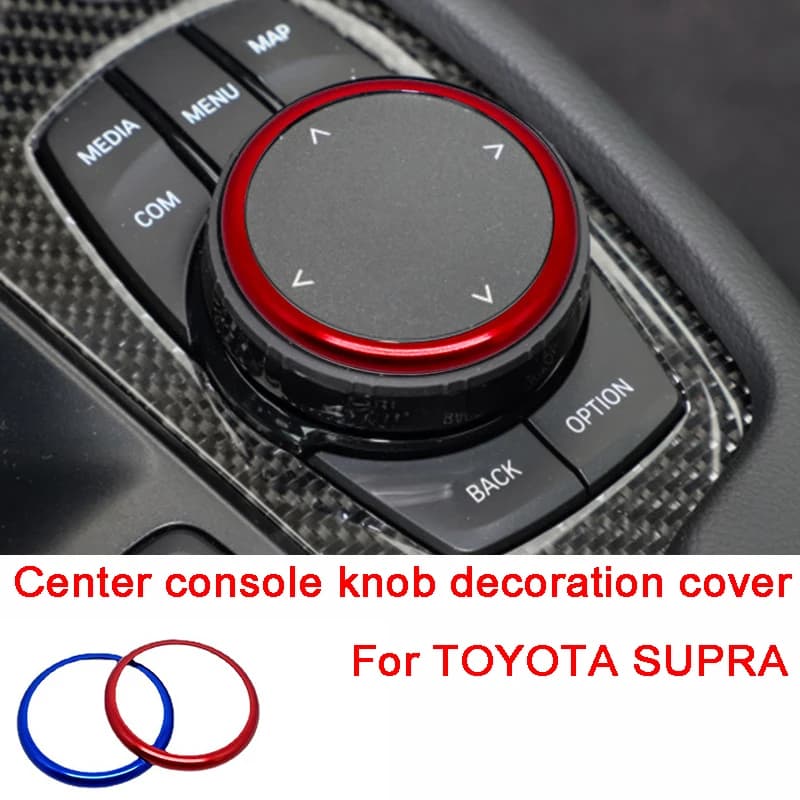 Center Console Media Knob Decoration Ring Trim Cover Car Stickers For Toyota SUPRA Interior Accessories Modification