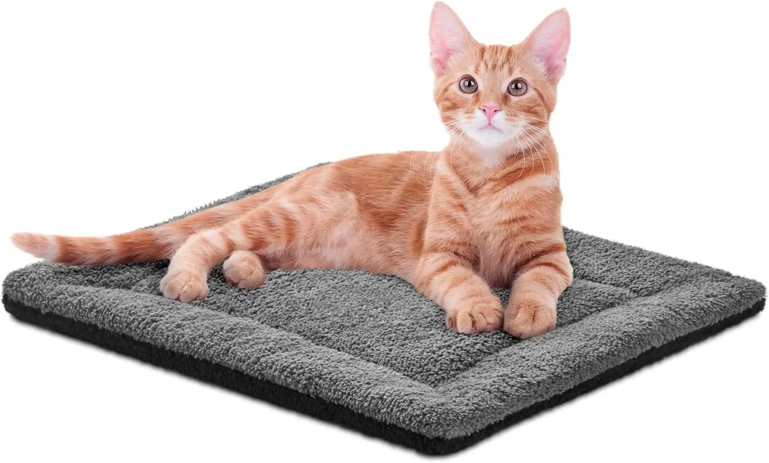 Tappetino Autoriscaldante per Gatti, Materassino Riscaldante per Letti di Animali Domestici da Interno/Esterno, Coperta Reversibile, Lavabile in Lavatrice, Piccolo 21x17 pollici Grigio/Nero