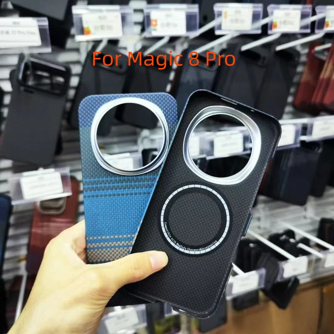 Custodia per telefono magnetica in vera fibra di carbonio aramidica 600D per Honor Magic 8 Pro 5G Global Magic8 Magic8Pro Magsafe