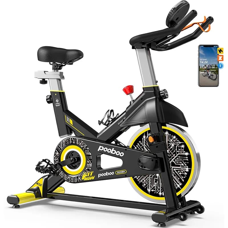 Pooboo Stationary Bike for Home with Exclusive App,Indoor Magnetic Cycling Bike with Low noise,Tablet Mount,350 lb Weight Capacity