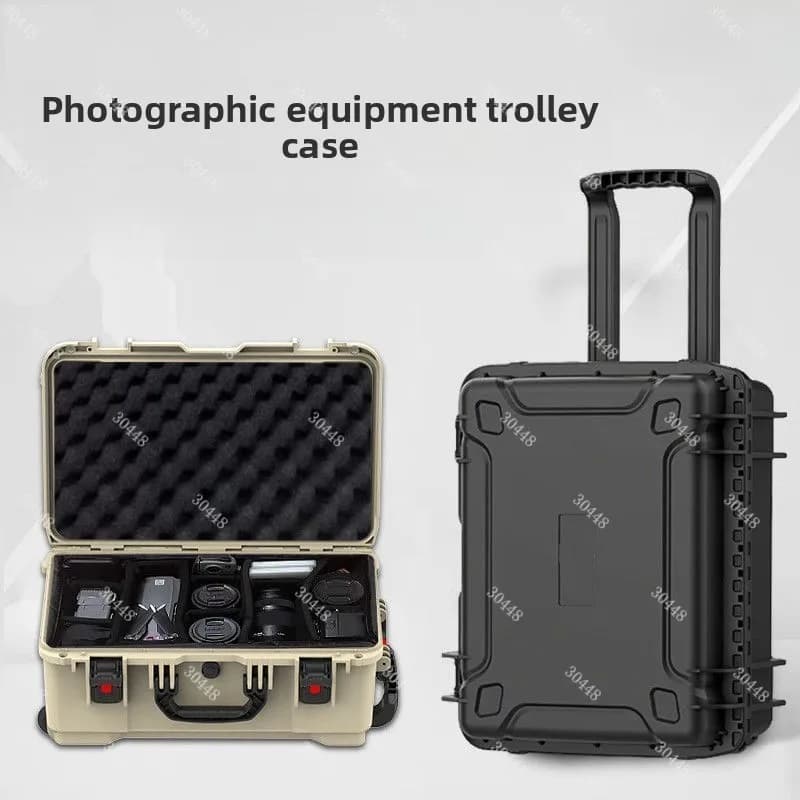 Cassetta degli attrezzi portatile con manico telescopico Custodia impermeabile spessa e durevole Custodia protettiva per attrezzature in plastica per fotocamera