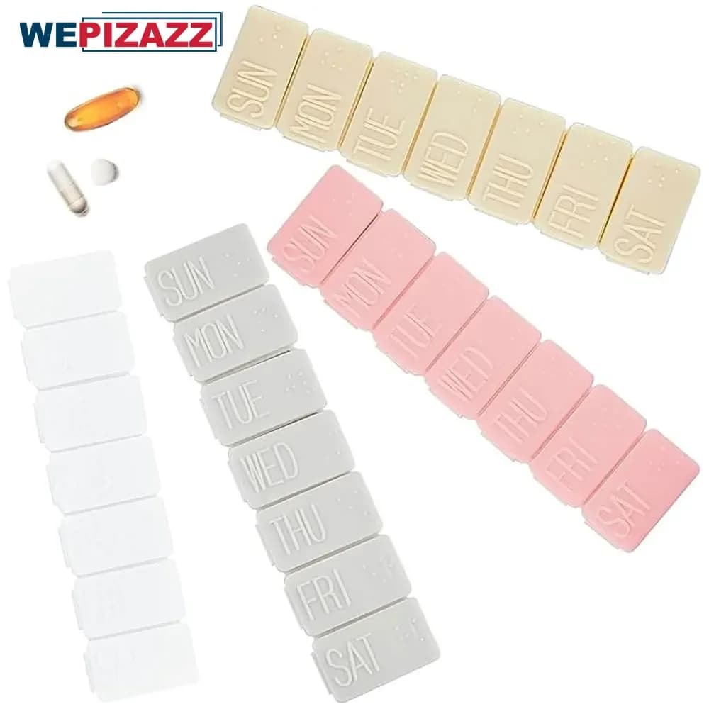 Weekly pills Daily travel pills Organizer of medicines 7 days for fish oil, calcium tablets Supplements and other vitamins