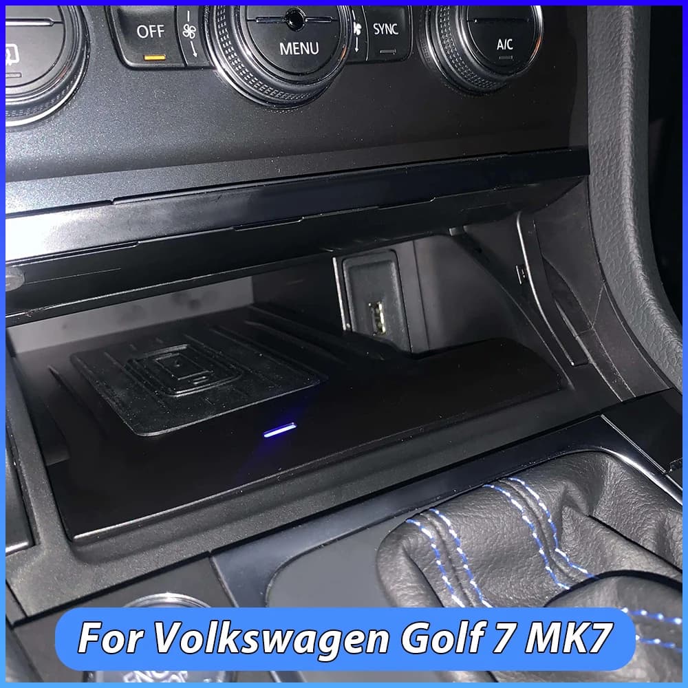 15W wireless charger for Volkswagen Golf 7 MK7 2013-2019, phone support with fast charging, car interior accessories