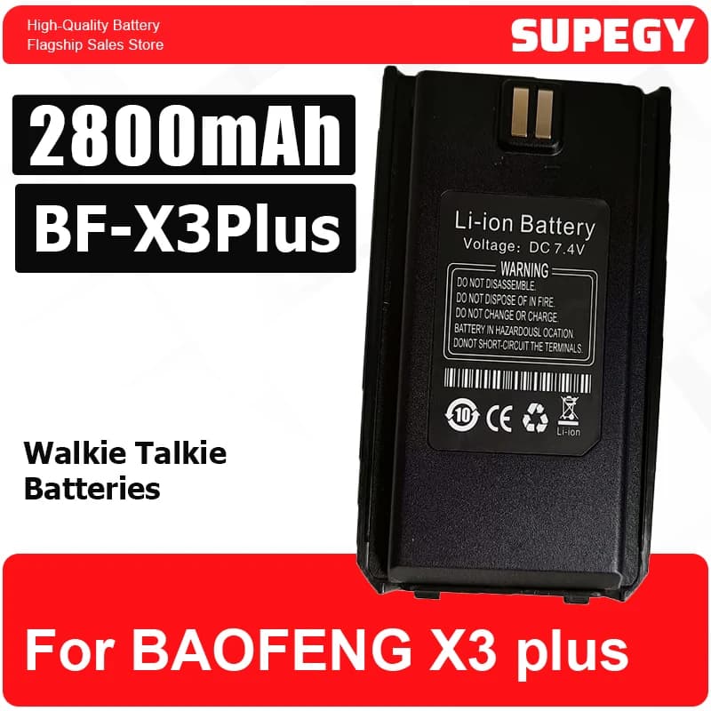 Li-ion Battery for BAOFENG X3 plus Walkie Talkie BF-X3Plus 8.4V 2800mAh Two Way Radios