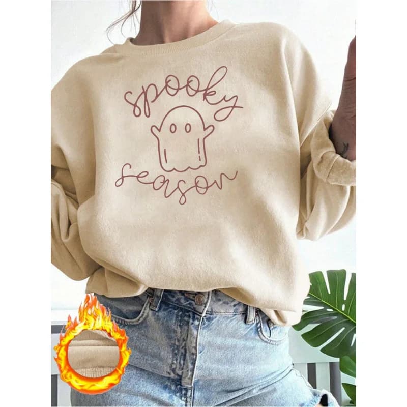 Halloween Print Women's Loose Hoodie Comfortable Casual Style Female Fashionable Streetwear Spring Collection Available