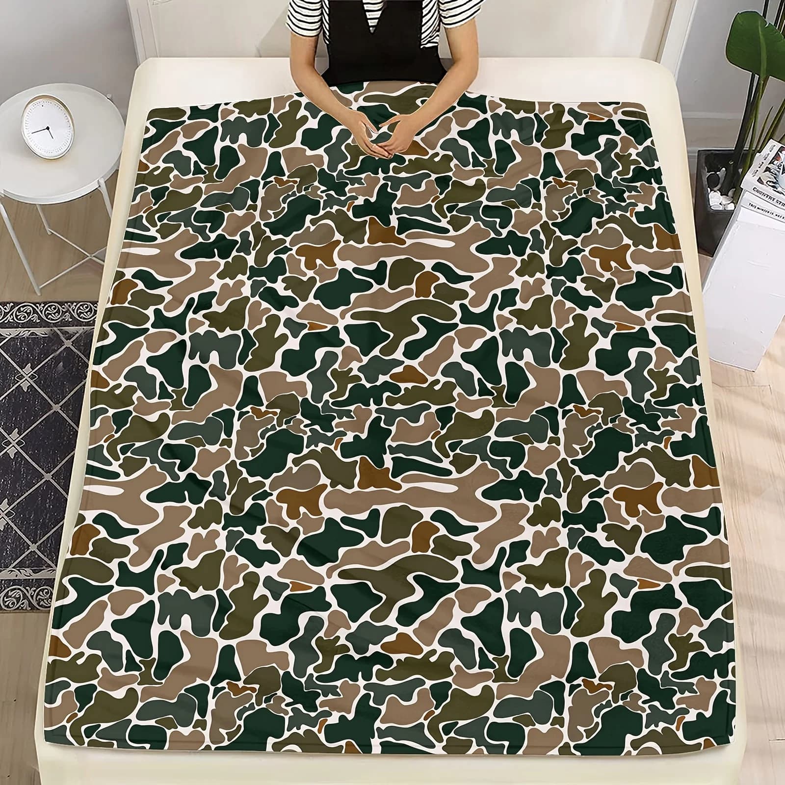 Coperta mimetica in flanella, morbida coperta addensata per tutte le stagioni per divano, letto, ufficio, viaggi e campeggio
