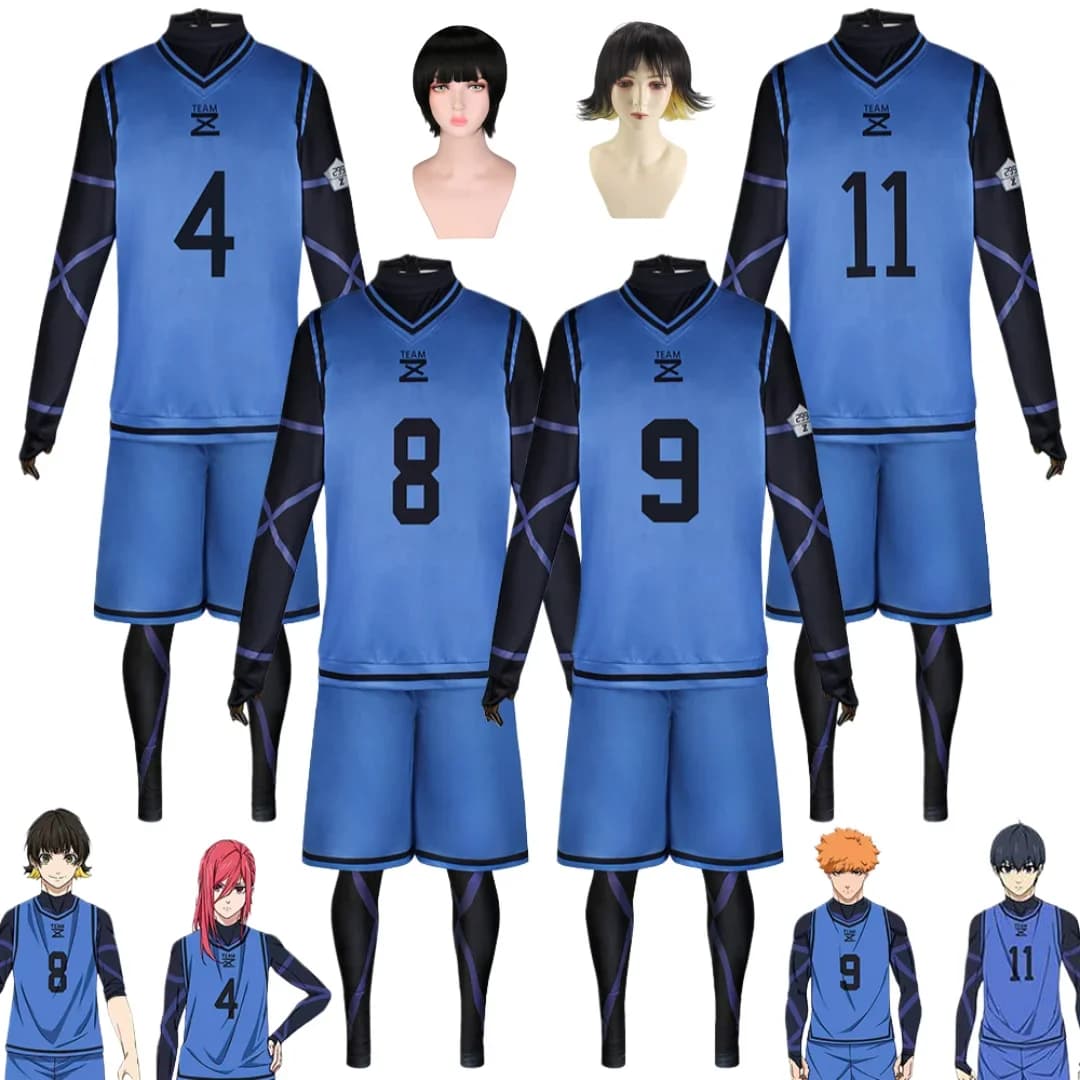 Costume Cosplay Anime Isagi Yoichi Bachira Meguru, Maglia da Calcio, Abbigliamento Sportivo, Gilet e Pantaloncini