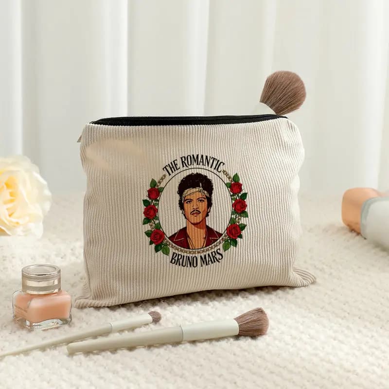 Cosmetics Storage Bag Bruno Mars World Tour 2026 Corduroy Makeup Bag Multifunctional Travel Zipper Pouch Men Women Fan Gift