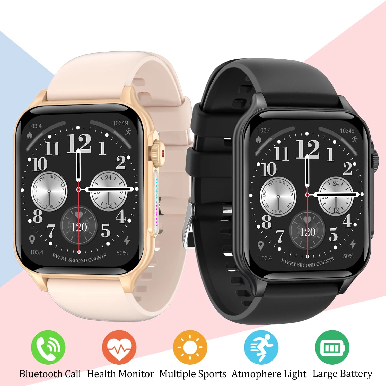 Smartwatch da uomo con luce LED, assistente vocale, chiamate Bluetooth, monitoraggio della frequenza cardiaca e del sonno, fitness tracker, smartwatch sportivo da donna