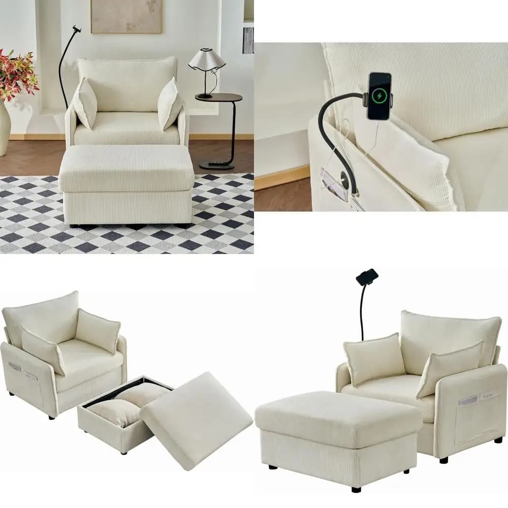 Ottoman Sofa in Velvet at Coste Beige 55, Reclining Armchair Deep with cushions, Sofa Bed or Chaise Longue for Living/Bedroom