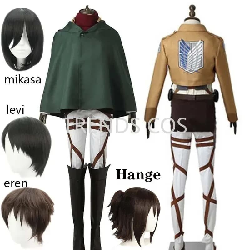 Cosplay Anime Levi Ackerman Mikasa Ackerman Costume Cosplay Eren Jaeger Abiti Hange Zoe Costume Cosplay AOT Set completo