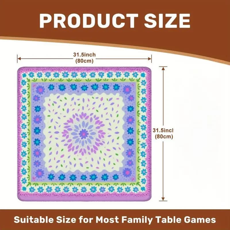 VIKAMA Macaron Mandala Mahjong Table Mat Non-Slip Noise-Reducing Soft Durable Square Game Mat Mahjong Poker Card Table Decor