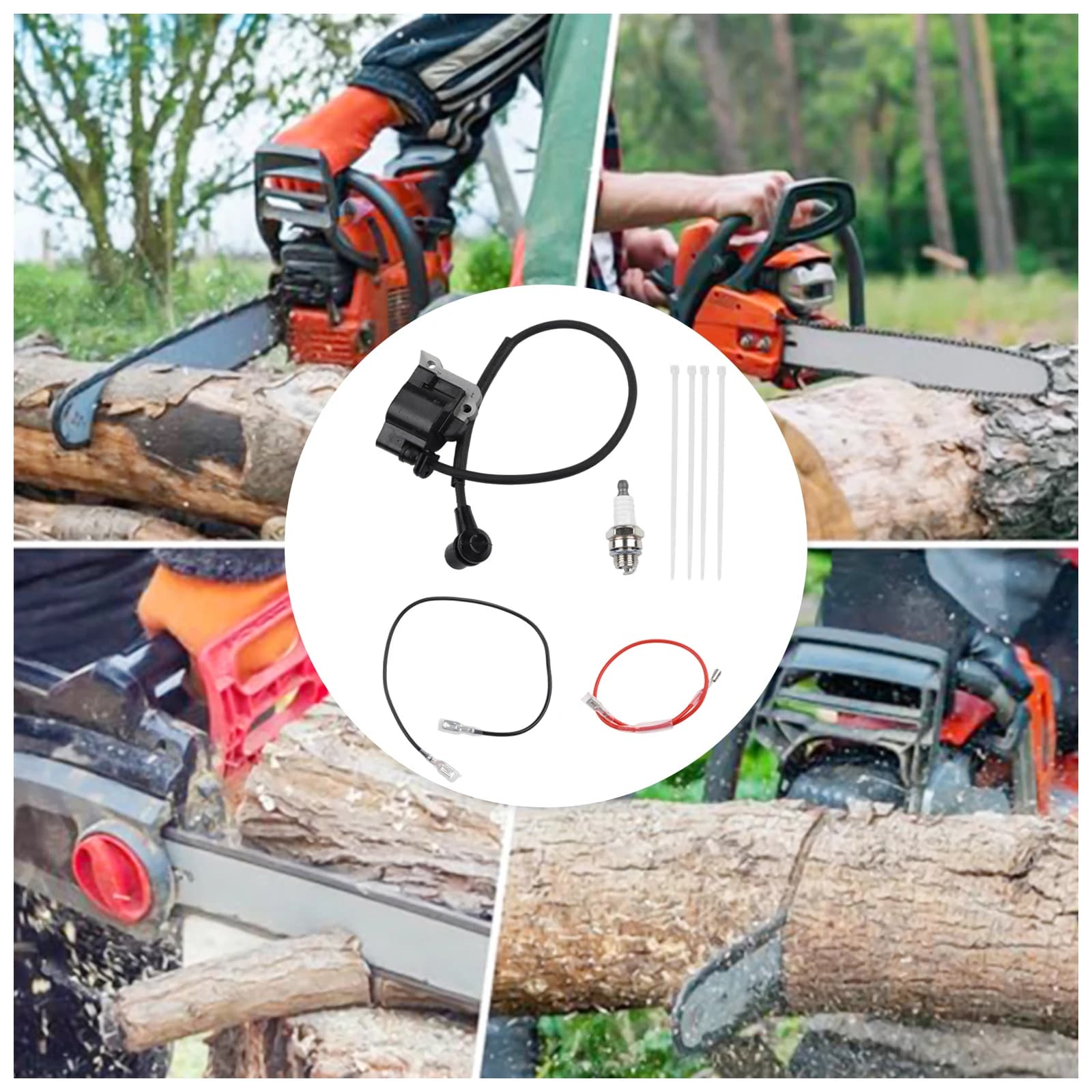 OEM Style Ignition Coil Kit for RY3714 RY3716 37cc For Chainsaws Part 309266001 Includes Spark and Four Cable Ties