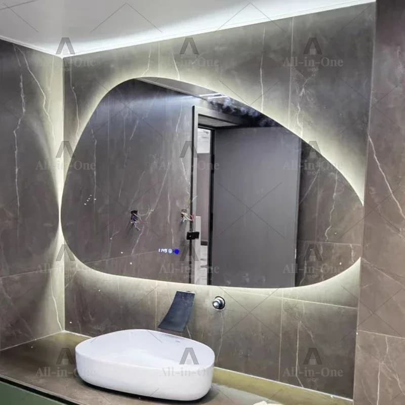Modern Creative Mirror for Bathroom Art Led Light Defogging Decorative Mirrors Fashion Irregular Household Mirrors for Bedroom