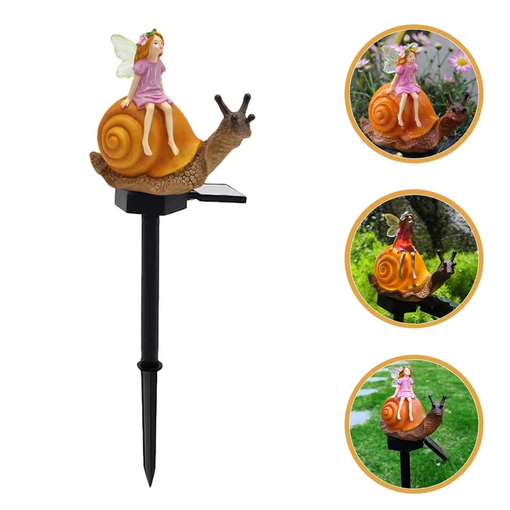 Lampada Solare a Forma di Fata per Giardino, Decorazione da Esterno, Luci Solari a Forma di Uovo e Lumache per Interni ed Esterni