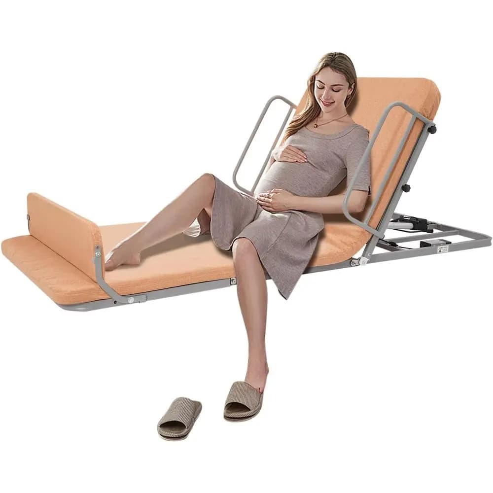 Adjustable Power Reclining Backrest Bed with Guardrail and Footrest, 297.62lbs Capacity, Remote Control for Sitting Assistance