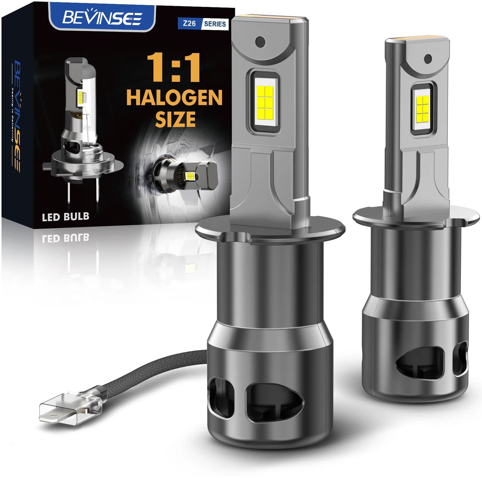 BEVINSEE H3 H1 Fari LED CANBUS H7 Mini formato Wireless H11 9005 HB3 9006 HB4 Lampadine fendinebbia a LED 70W 12000LM 6000K Bianco 12V