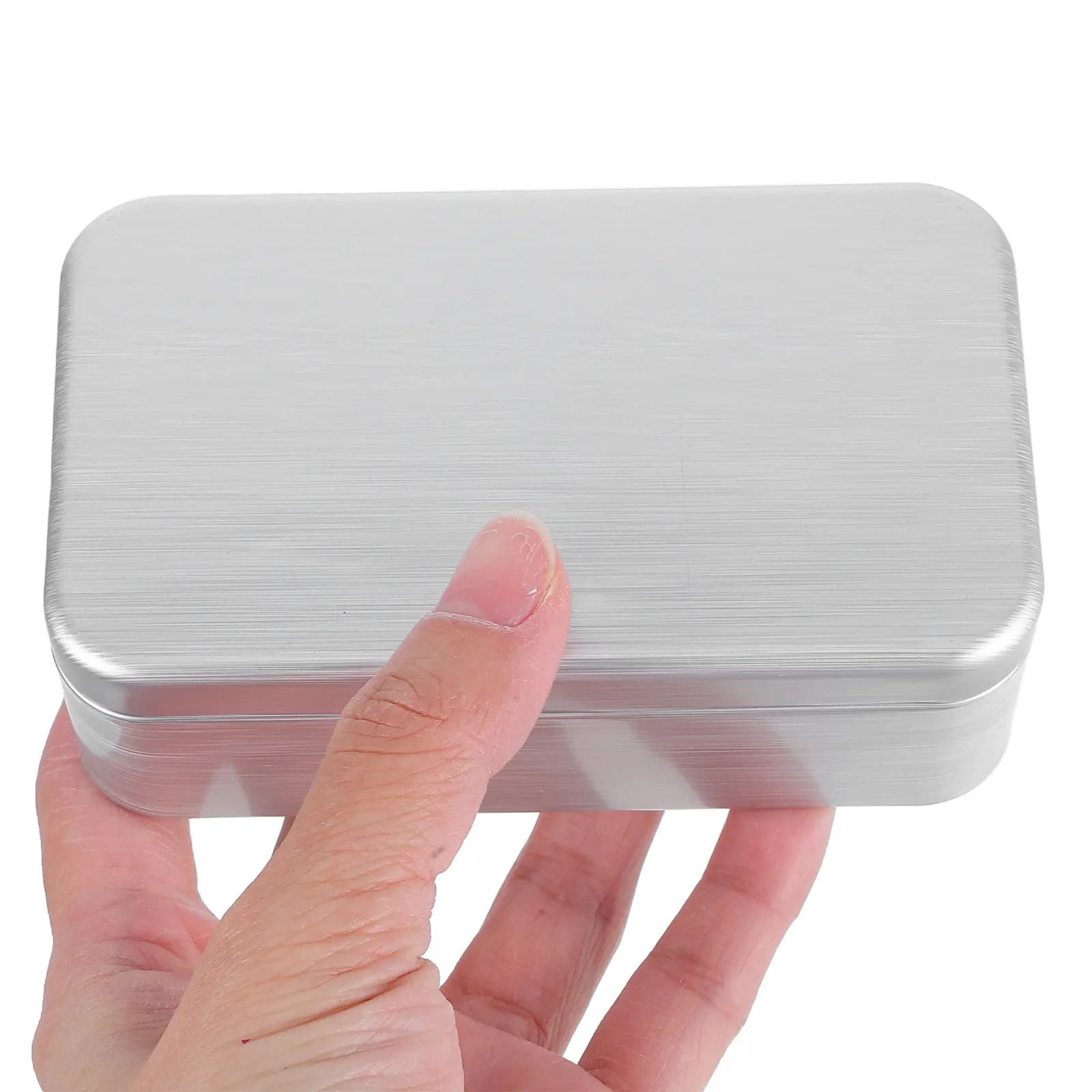 5 pieces brushed tin rectangular box, compact case for storing objects, portable case with tipper cover, jewelry organizer, decorative metal