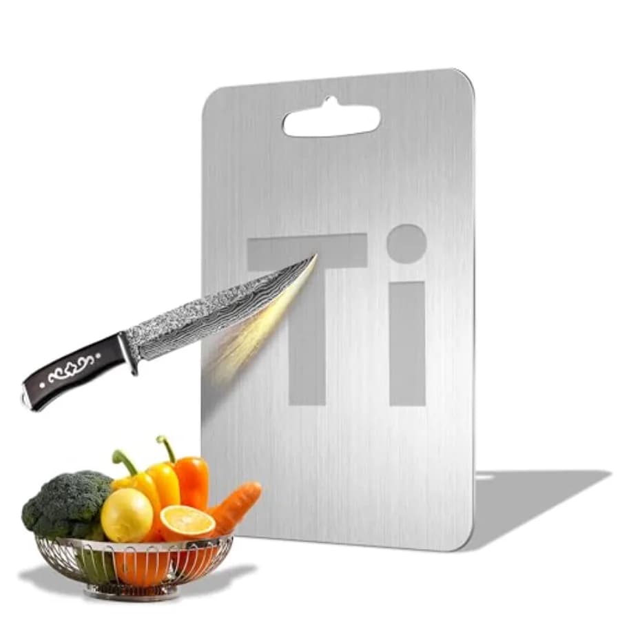 Titanium Cutting Board - 100 Pure Titanium Kitchen Cutting Board Double Sided Non-Toxic for Meat/Vegetables Hygiene Durable Dis