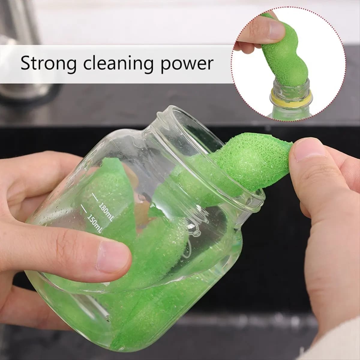 A67T NEW Pea Cleaning Sponge Kitchen Cup Cleaning Brush Coffee Tea Wine Drink Glass Bottle Cleaner Brush Cup Scrubber
