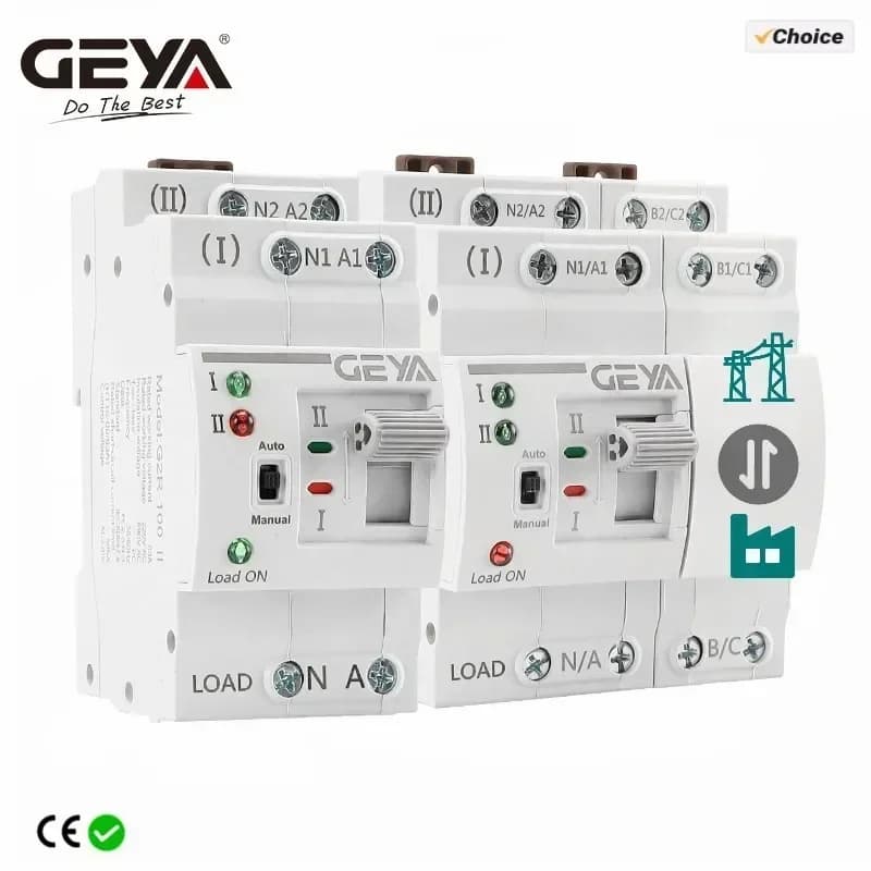 GEYA G2R automatic transfer switch on Din ATS drive dual power supply electric selectors 25A 40A 63A 110V 220